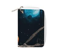 RTFGHJS African Animal Leopard PU Leather Card Holder - Slim Durable Credit Card Organizer for Men & Women, Astronaut crashed on the moon, 16x11.5cm