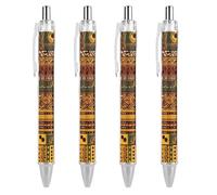 RTFGHJS African National Patterns Ballpoint Pens Retractable Ball Point Pens Smooth 0.5mm Medium Writing Pen Black Ink Pen for Men Women 4 PCS