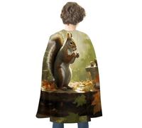 RTFGHJS American Flag Fire Eagle Halloween Cloak Christmas Cape Costume Accessory Cosplay Cloak for Parties Short Capes, Squirrel Eats Nuts, One Size