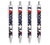 RTFGHJS American Flag Stars Stripes Ballpoint Pens Retractable Ball Point Pens Smooth 0.5mm Medium Writing Pen Black Ink Pen for Men Women 4 PCS