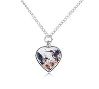 RTFGHJS Art with Lily Flowers Birds Watercolor Urn Necklace for Ashes Personalized Cremation Jewelry Heart Pendant Keepsake Jewelry for Dog Cat Sympathy Gift for Pets Lovers