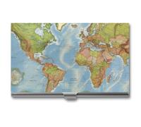 RTFGHJS Asian Ladies Business Card Holder, Metal Slim Name Card Case, Pocket Cards Holder for Women Or Men, Name Cards Booklet for Professionals, Executives, World Map, One Size