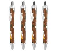 RTFGHJS Bear Honey Brown Ballpoint Pens Retractable Ball Point Pens Smooth 0.5mm Medium Writing Pen Black Ink Pen for Men Women 4 PCS