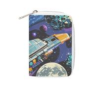 RTFGHJS Beautiful Purple Butterfly Art PU Leather Card Holder - Slim Durable Credit Card Organizer for Men & Women, Colorful retro space theme, 16x11.5cm