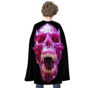 RTFGHJS Bengal Tiger Halloween Cloak Christmas Cape Costume Accessory Cosplay Cloak for Parties Short Capes, Skull Open Mouth, One Size