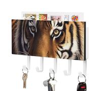 RTFGHJS Bengal Tiger Key Holder for Wall with 5 Hooks Decorative Key Holder Wall Mount, Keys Hooks Coat Rack Wall Decor, Perfect for Bathroom, Living Room, Kitchen, Housewarming Gift