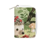 RTFGHJS Berry - Collecting Hedgehog Credit Card Holder Wallet PU Leather Card Case Cards Protector Front Pocket Wallets