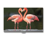 RTFGHJS Big Sunflower on Background Business Card Holder, Metal Slim Name Card Case, Pocket Cards Holder for Women Or Men, Name Cards Booklet for Professionals, Executives, Flamingos Kiss in The Lake