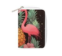 RTFGHJS Big Sunflower on Background PU Leather Card Holder - Slim Durable Credit Card Organizer for Men & Women, Pineapple flamingos, 16x11.5cm
