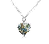 RTFGHJS Big Turtle And Palm Trees Urn Necklace for Ashes Personalized Cremation Jewelry Heart Pendant Keepsake Jewelry for Dog Cat Sympathy Gift for Pets Lovers
