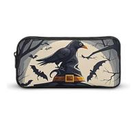 RTFGHJS Black Crow Pencil Case, Large Capacity Zipper Pencil Pouch Portable Office Stationery Makeup Bag, Desk Organizer for Stationery, Travel Toiletry, Makeup, Supplies