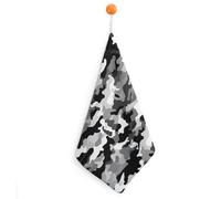 RTFGHJS Black Grey White Camo Hand Towels Ultra Absorbent Quick Dry Face & Gym Towels Decorative Kitchen Cloth Microfiber Dish Towel for Bathroom, Kitchen, Yoga with Hanging Loops 1PCS