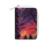 RTFGHJS Black Haunted House Credit Card Holder Wallet PU Leather Card Case Cards Protector Front Pocket Wallets