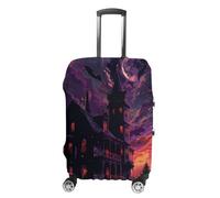 RTFGHJS Black Haunted House Luggage Cover Elastic Luggage Covers for Suitcase Travel Luggage Covers Anti-Scratch Washable Suitcase Sleeve Fits 19-32 Inch Luggage, white, M