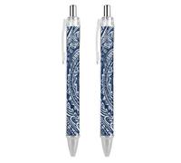 RTFGHJS Blue Polynesian Maori Tribal Pattern Ballpoint Pens Retractable Ball Point Pens Smooth 0.5mm Medium Writing Pen Black Ink Pen for Men Women 2 PCS