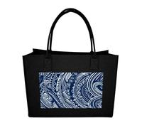 RTFGHJS Blue Polynesian Maori Tribal Pattern Tote Bags Reusable Shopping Bag Grocery Bag Felt Handbags Storage Bags, Black, One Size