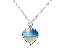 RTFGHJS Bright Sunshine Summer Beach Urn Necklace for Ashes Personalized Cremation Jewelry Heart Pendant Keepsake Jewelry for Dog Cat Sympathy Gift for Pets Lovers