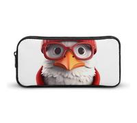 RTFGHJS Cartoon Bird with Glasses Pencil Case, Large Capacity Zipper Pencil Pouch Portable Office Stationery Makeup Bag, Desk Organizer for Stationery, Travel Toiletry, Makeup, Supplies