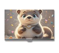 RTFGHJS Cartoon Cute Otter Business Card Holder, Metal Slim Name Card Case, Pocket Cards Holder for Women Or Men, Name Cards Booklet for Professionals, Executives