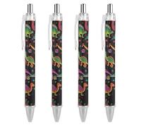 RTFGHJS Cartoon Dinosaur Ballpoint Pens Retractable Ball Point Pens Smooth 0.5mm Medium Writing Pen Black Ink Pen for Men Women 4 PCS