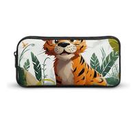 RTFGHJS Cartoon Tiger Pencil Case, Large Capacity Zipper Pencil Pouch Portable Office Stationery Makeup Bag, Desk Organizer for Stationery, Travel Toiletry, Makeup, Supplies