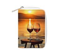 RTFGHJS Chair And Wine at Sunset Lake Credit Card Holder Wallet PU Leather Card Case Cards Protector Front Pocket Wallets