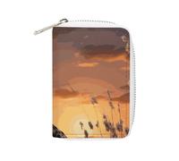 RTFGHJS Cheetah Looking Out Over Savanna with Sunset Credit Card Holder Wallet PU Leather Card Case Cards Protector Front Pocket Wallets
