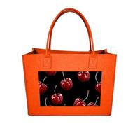 RTFGHJS Cherry Cartoon Pattern Tote Bags Reusable Shopping Bag Grocery Bag Felt Handbags Storage Bags Fruit Orange