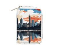 RTFGHJS Chicago Skyline Credit Card Holder Wallet PU Leather Card Case Cards Protector Front Pocket Wallets