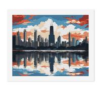 RTFGHJS Chicago Skyline Paint by Numbers Kit for Adults DIY Paint by Numbers DIY Oil Paints for Beginners with 24-Color for Gift Home Wall Decor 40x50cm