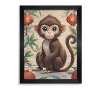 RTFGHJS Chinese Style Monkey Diamond Painting Kit - DIY Canvas Art Decor with Drill Pen, Tray & Wax, Waterproof Sparkling Wall Craft for Home Decor, Birthdays, Christmas Blackwood 40 * 50cm