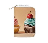 RTFGHJS Christmas Tree Shaped Deer Snowflake PU Leather Card Holder - Slim Durable Credit Card Organizer for Men & Women, cupcakes, 16x11.5cm