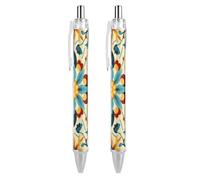 RTFGHJS Colorful Arabic Editable File Yellow Ballpoint Pens Retractable Ball Point Pens Smooth 0.5mm Medium Writing Pen Black Ink Pen for Men Women 2 PCS
