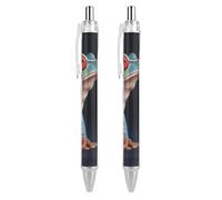 RTFGHJS Colorful Frog Ballpoint Pens Retractable Ball Point Pens Smooth 0.5mm Medium Writing Pen Black Ink Pen for Men Women 2 PCS