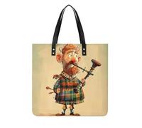 RTFGHJS Contains Many Hearts Work Tote Bag for Women Leather Shoulder Bag with Magnetic Buckle Purse And Handbags, Cartoon Scottish Bagpipe, 39x39cm