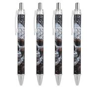 RTFGHJS Cool Skull Graphics Ballpoint Pens Retractable Ball Point Pens Smooth 0.5mm Medium Writing Pen Black Ink Pen for Men Women 4 PCS