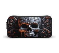 RTFGHJS Cool Skull Graphics Pencil Case, Large Capacity Zipper Pencil Pouch Portable Office Stationery Makeup Bag, Desk Organizer for Stationery, Travel Toiletry, Makeup, Supplies