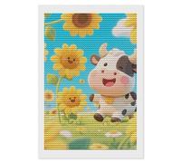 RTFGHJS Cow Sunflowers Diamond Painting Kit 8"x12" DIY Canvas Art Decor with Drill Pen, Tray & Wax, Waterproof Sparkling Wall Craft for Home Decor, Birthdays, Christmas
