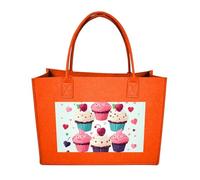 RTFGHJS Cupcake Candy Hearts Sweet Tote Bags Reusable Shopping Bag Grocery Bag Felt Handbags Storage Bags Fruit Orange