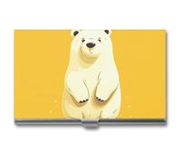 RTFGHJS Cute Baby Penguins Sketch Business Card Holder, Metal Slim Name Card Case, Pocket Cards Holder for Women Or Men, Name Cards Booklet for Professionals, Executives, Cute Cartoon Polar Bear, One