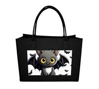 RTFGHJS Cute Bat Tote Bags Reusable Shopping Bag Grocery Bag Felt Handbags Storage Bags Black