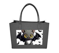 RTFGHJS Cute Bat Tote Bags Reusable Shopping Bag Grocery Bag Felt Handbags Storage Bags Dark Gray