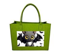 RTFGHJS Cute Bat Tote Bags Reusable Shopping Bag Grocery Bag Felt Handbags Storage Bags Light Green