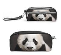 RTFGHJS Cute Black And White Panda Pencil Case, Large Capacity Pencil Pouch, Leather Small Makeup Bag, Portable Zipper Stationery Bag for Stationery, Travel Toiletry, Makeup, Supplies