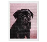 RTFGHJS Cute Black Pug Diamond Painting Kit - DIY Canvas Art Decor with Drill Pen, Tray & Wax, Waterproof Sparkling Wall Craft for Home Decor, Birthdays, Christmas