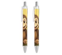 RTFGHJS Cute Funny Animal Monkey Banana Ballpoint Pens Retractable Ball Point Pens Smooth 0.5mm Medium Writing Pen Black Ink Pen for Men Women 2 PCS