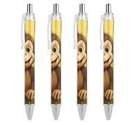 RTFGHJS Cute Funny Animal Monkey Banana Ballpoint Pens Retractable Ball Point Pens Smooth 0.5mm Medium Writing Pen Black Ink Pen for Men Women 4 PCS