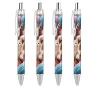 RTFGHJS Cute Kittens Ballpoint Pens Retractable Ball Point Pens Smooth 0.5mm Medium Writing Pen Black Ink Pen for Men Women 4 PCS