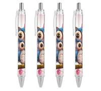 RTFGHJS Cute Owls Ballpoint Pens Retractable Ball Point Pens Smooth 0.5mm Medium Writing Pen Black Ink Pen for Men Women 4 PCS