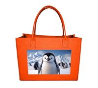 RTFGHJS Cute Penguin Tote Bags Reusable Shopping Bag Grocery Bag Felt Handbags Storage Bags Fruit Orange